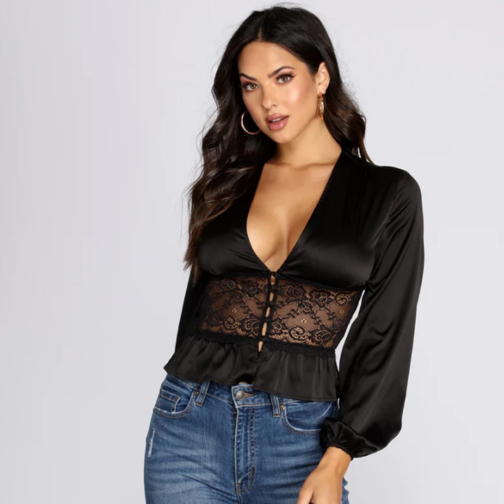 Lace Satin Blouse